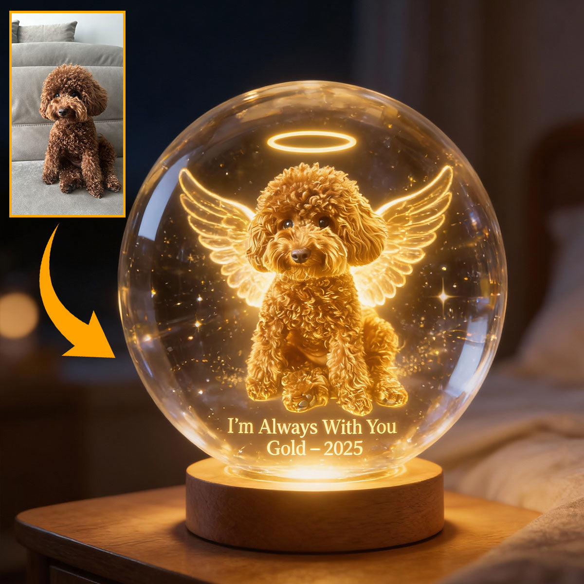 I'm Always With You - Personalized Dog Crystal Ball Night Light