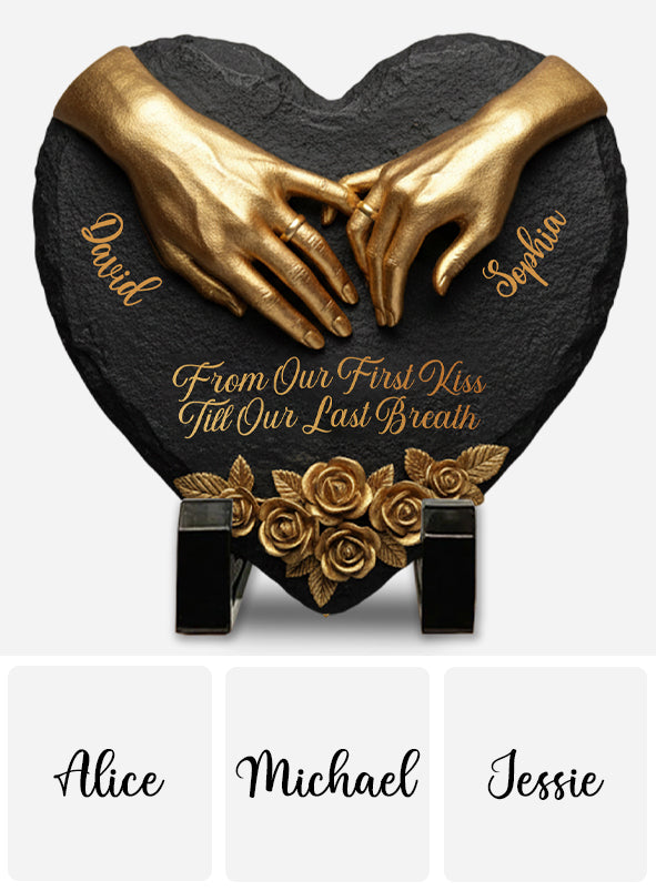 From Our First Kiss Till Our Last Breath - Personalized Couple Heart Shaped Stone