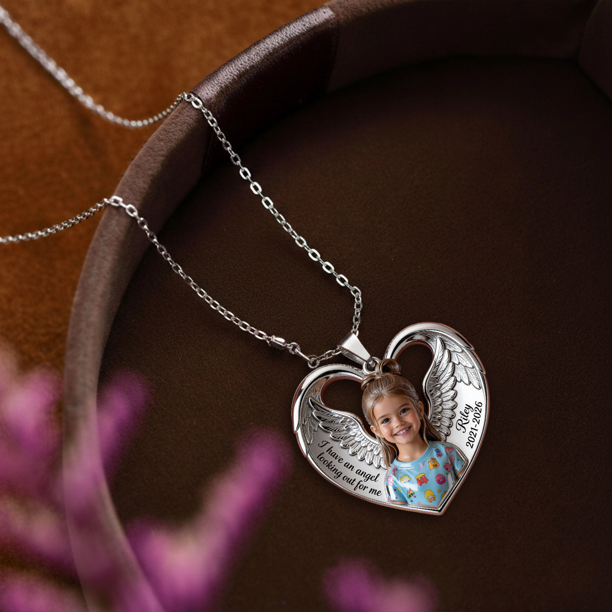 I Have An Angel Looking Out For Me - Personalized Memorial Shaped Metal Pendant Necklace