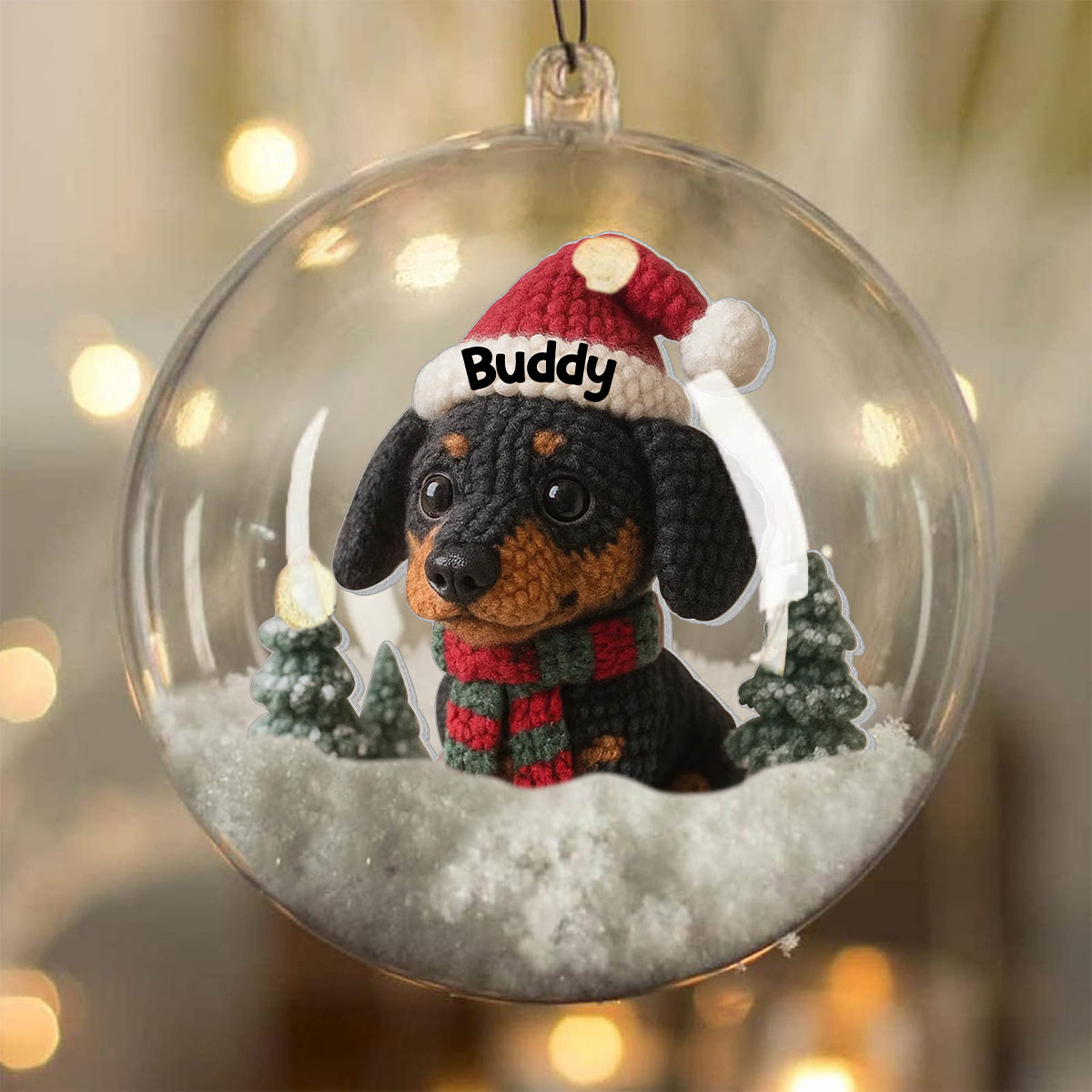 Christmas Pet - Personalized Dog Snow Globe Ornament With Bow