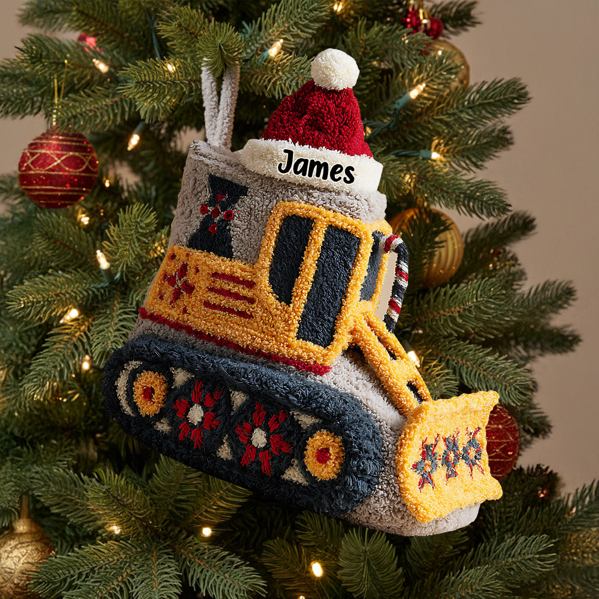 Excavator - Personalized Kid Shaped Christmas Stocking