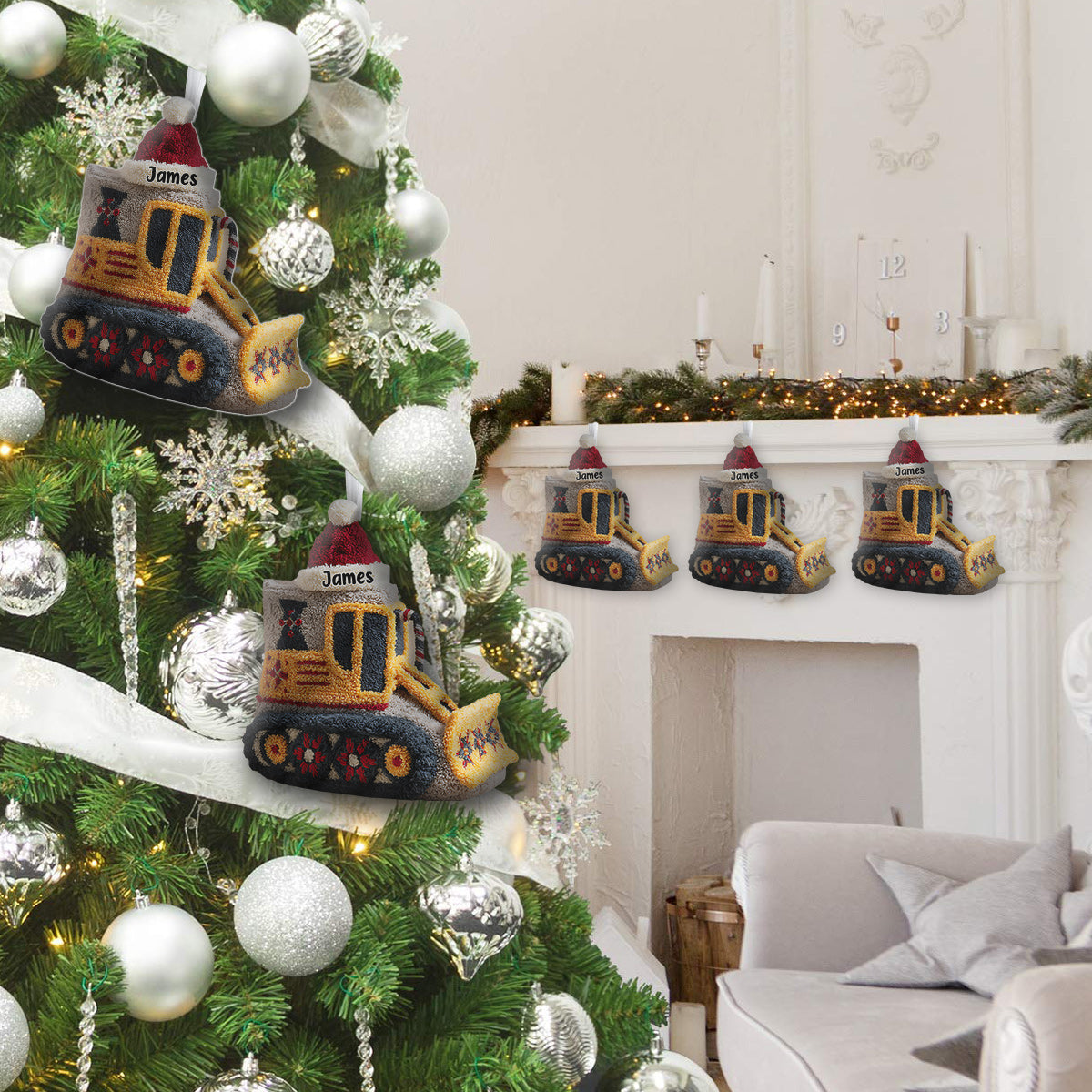 Excavator - Personalized Kid Shaped Christmas Stocking