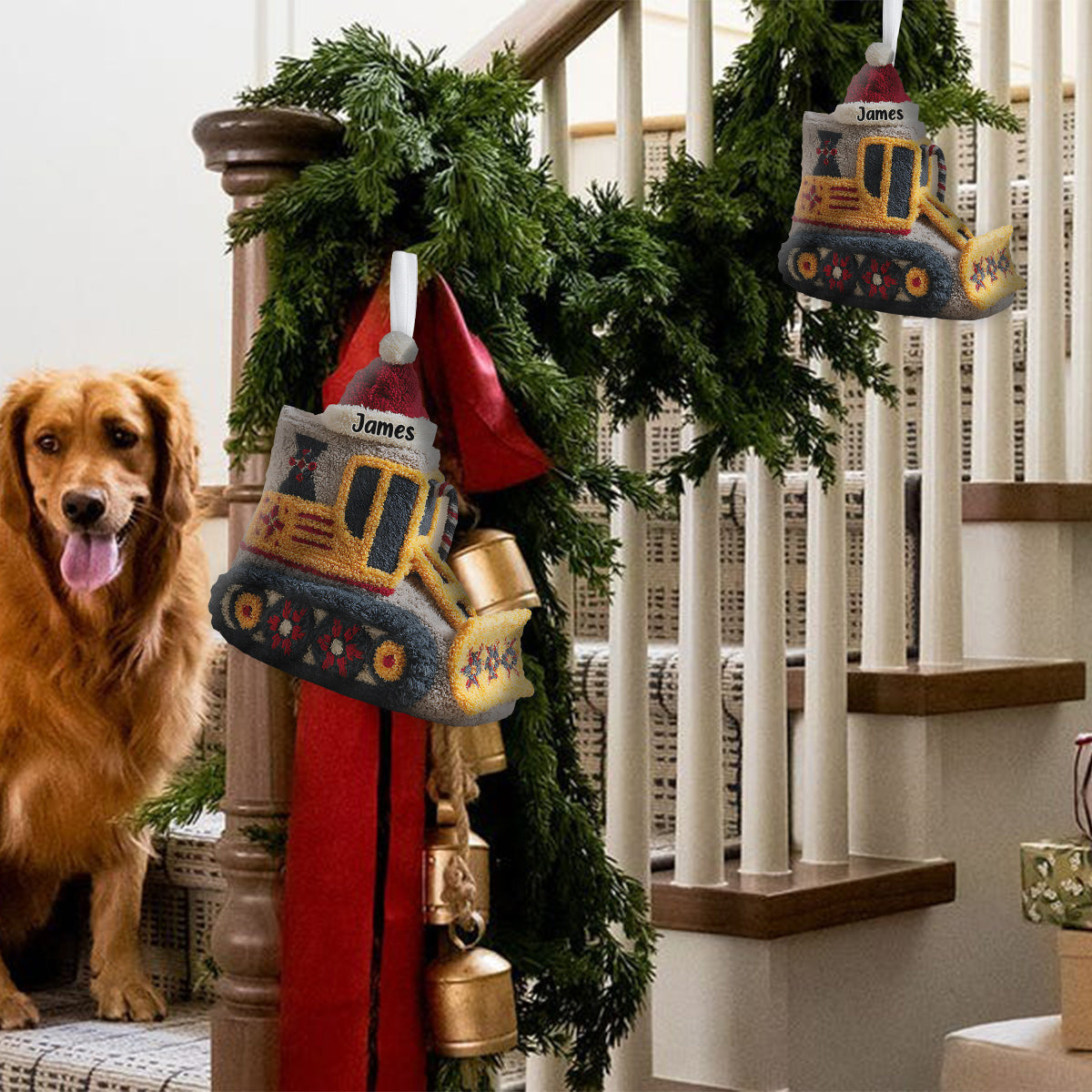 Excavator - Personalized Kid Shaped Christmas Stocking