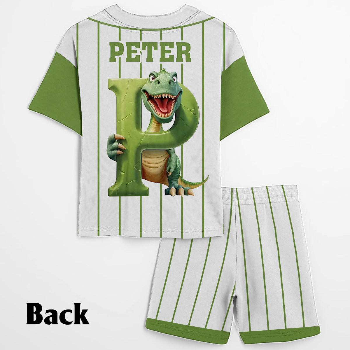 Cute Dinosaur Alphabet Set For Kid - Personalized Kid Jersey Shirt & Shorts