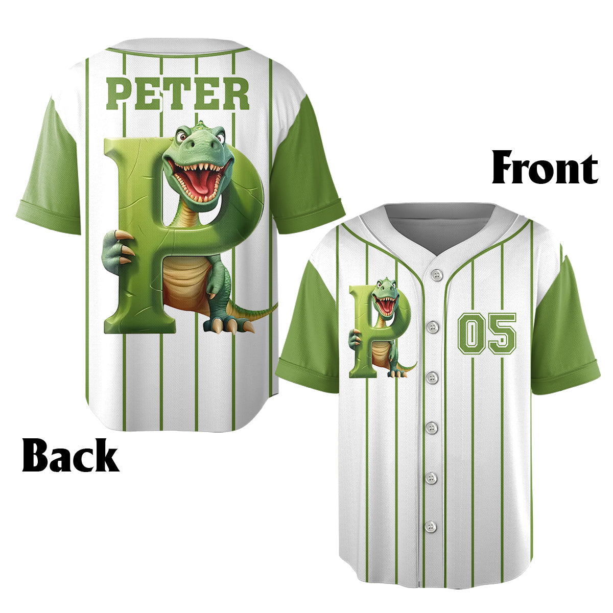 Cute Dinosaur Alphabet Set For Kid - Personalized Kid Jersey Shirt & Shorts