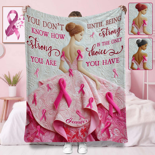 You Are Strong - Personalized Breast Cancer Awareness Blanket