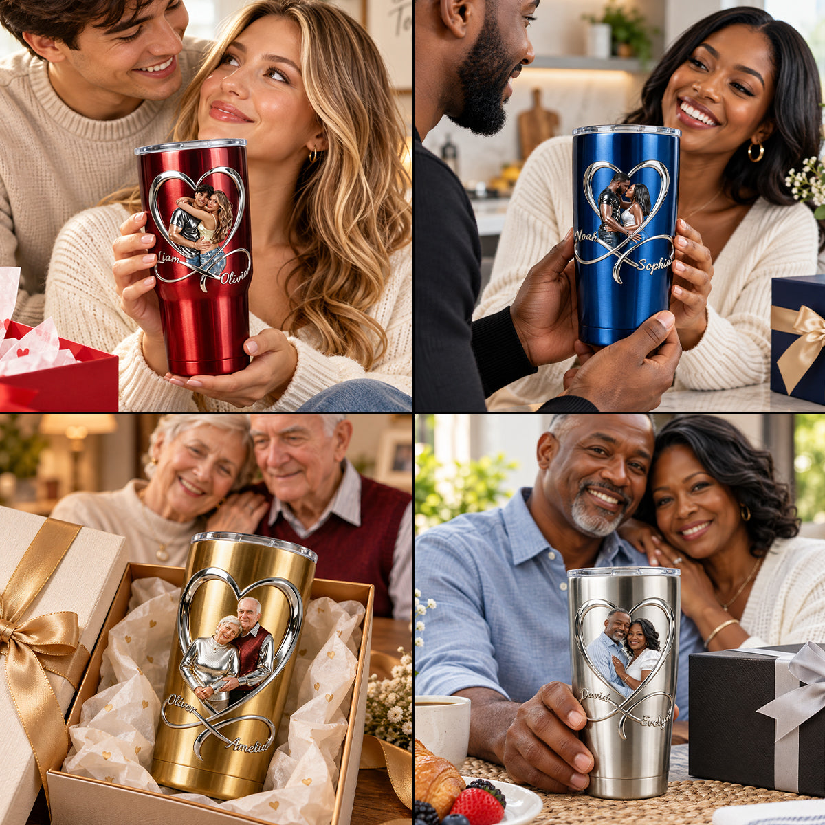 Romantic Heart Infinity - Personalized Couple Tumbler