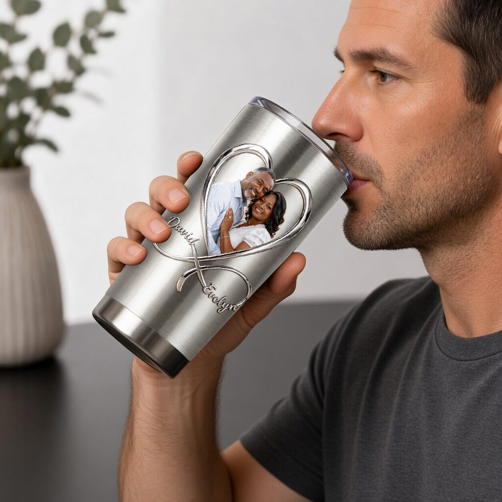 Romantic Heart Infinity - Personalized Couple Tumbler
