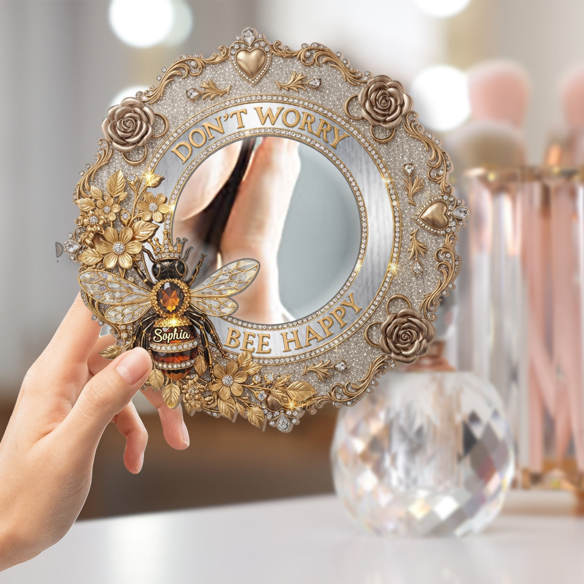 Bee Happy - Personalized Bee Wall Hanging Mirror