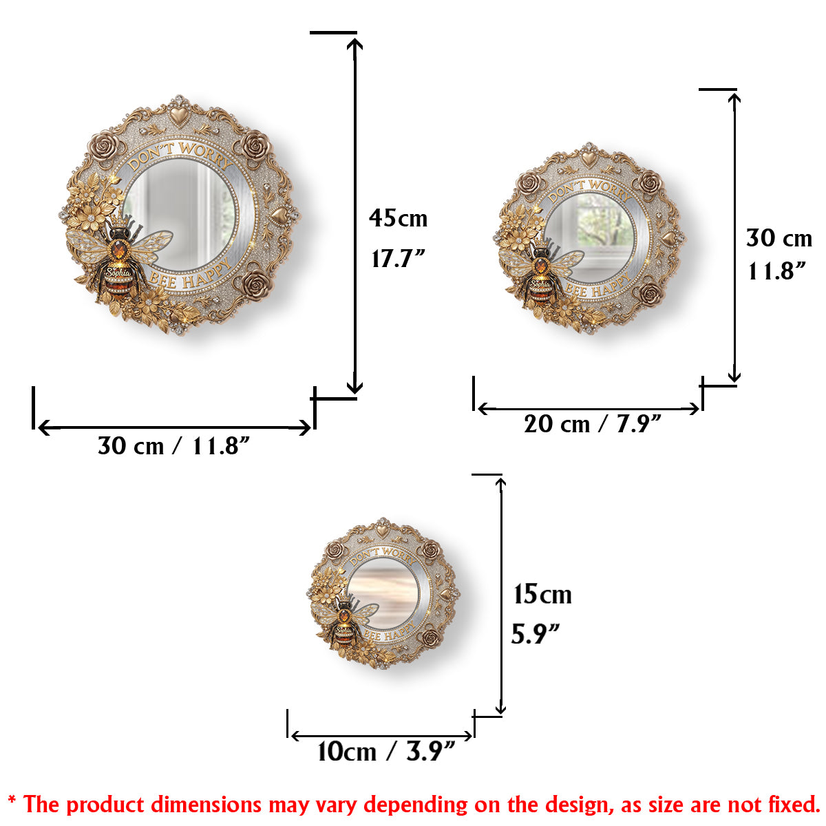 Bee Happy - Personalized Bee Wall Hanging Mirror