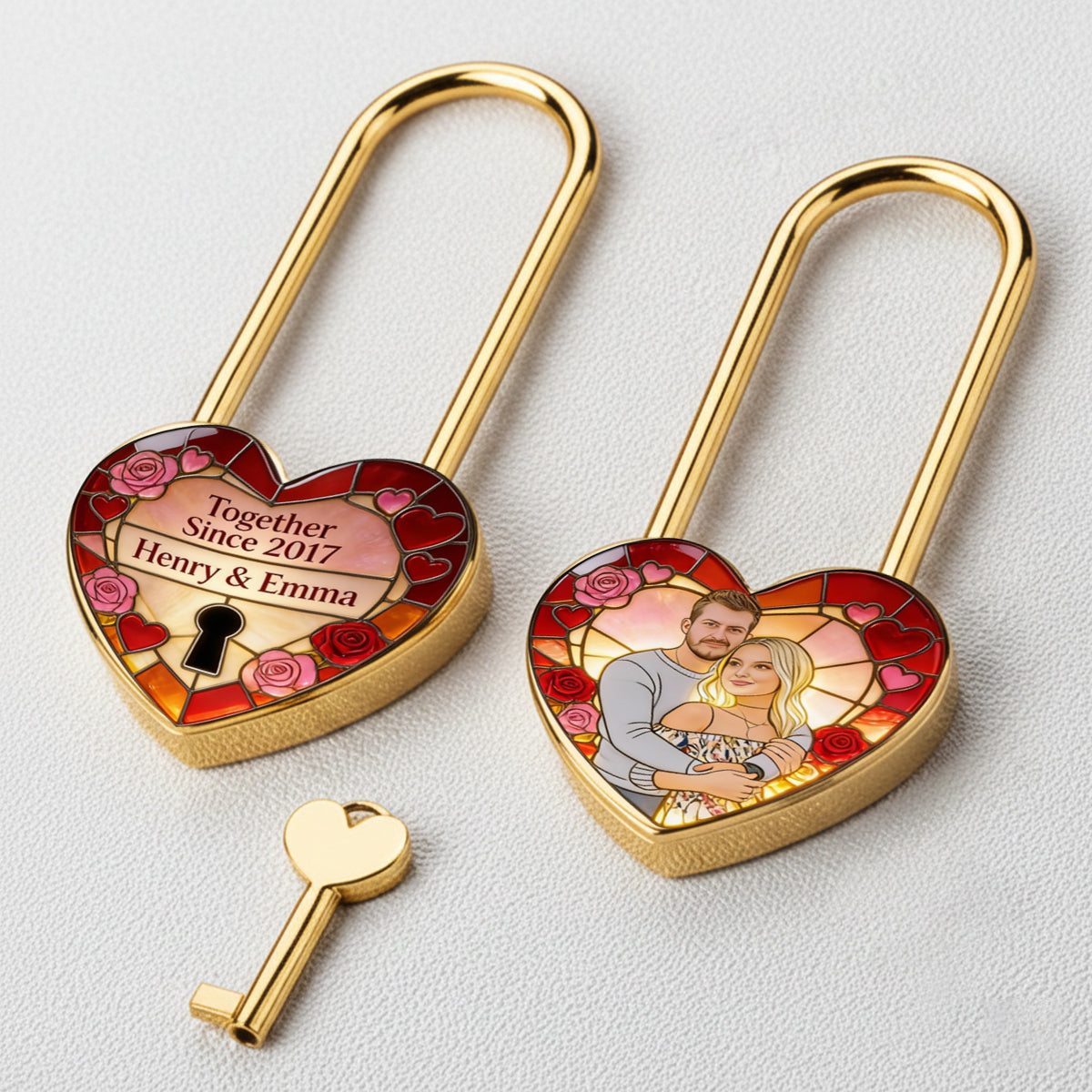 Custom Any Photo Perfect Gift For Couple - Personalized Couple Heart Padlock