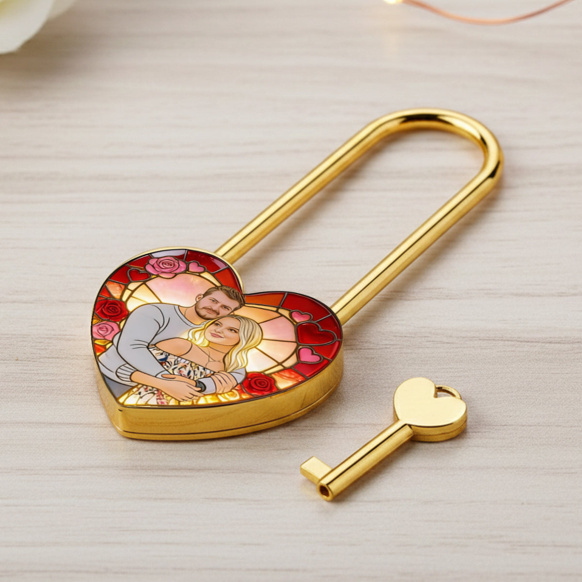 Custom Any Photo Perfect Gift For Couple - Personalized Couple Heart Padlock