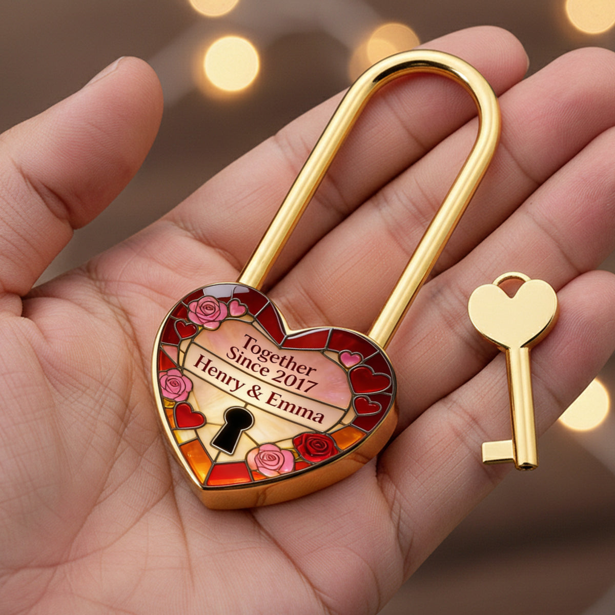 Custom Any Photo Perfect Gift For Couple - Personalized Couple Heart Padlock