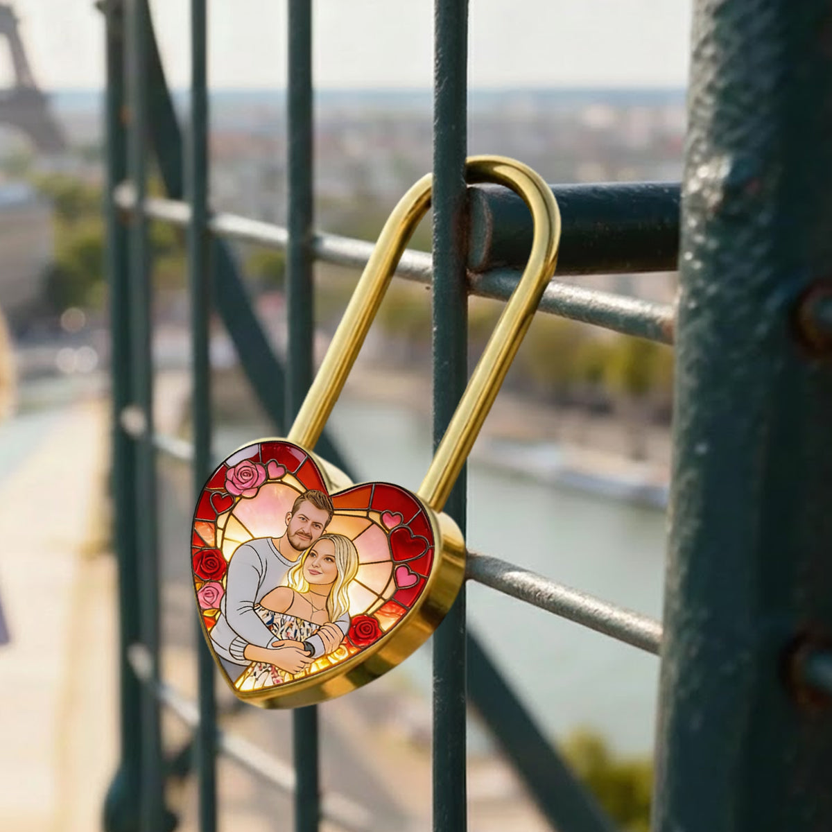 Custom Any Photo Perfect Gift For Couple - Personalized Couple Heart Padlock