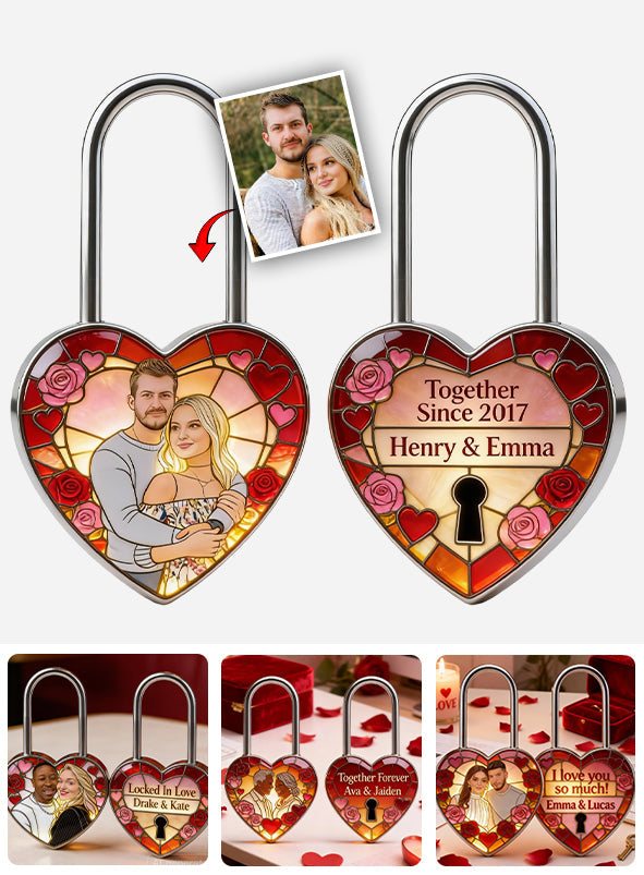 Custom Any Photo Perfect Gift For Couple - Personalized Couple Heart Padlock