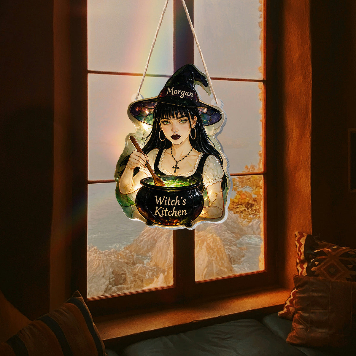 Witch's Kitchen - Personalized Witch Paper Towel Stand & Notebook & LED Acrylic Sign Gift Set
