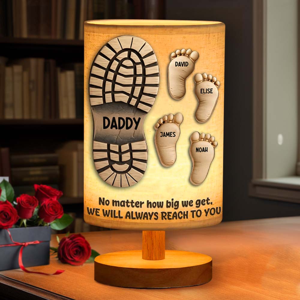 Your Footsteps Led Our Way - Personalized Father Table Lamp with Wood Base