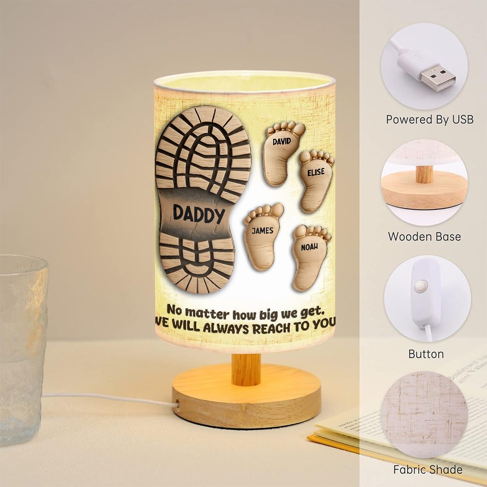 Your Footsteps Led Our Way - Personalized Father Table Lamp with Wood Base