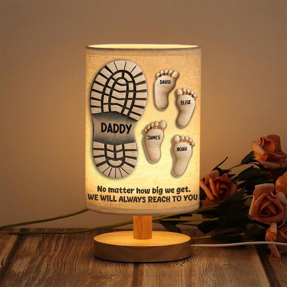 Your Footsteps Led Our Way - Personalized Father Table Lamp with Wood Base