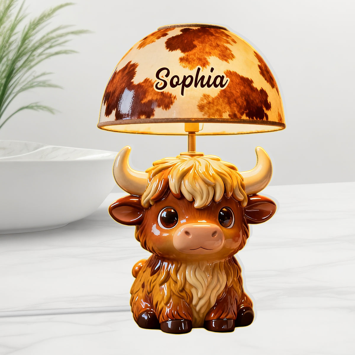 Cute Highland Cows - Personalized Highland Cow Acrylic LED Night Light