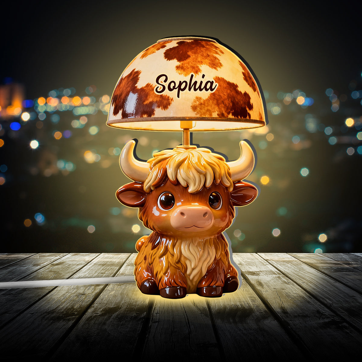 Cute Highland Cows - Personalized Highland Cow Acrylic LED Night Light
