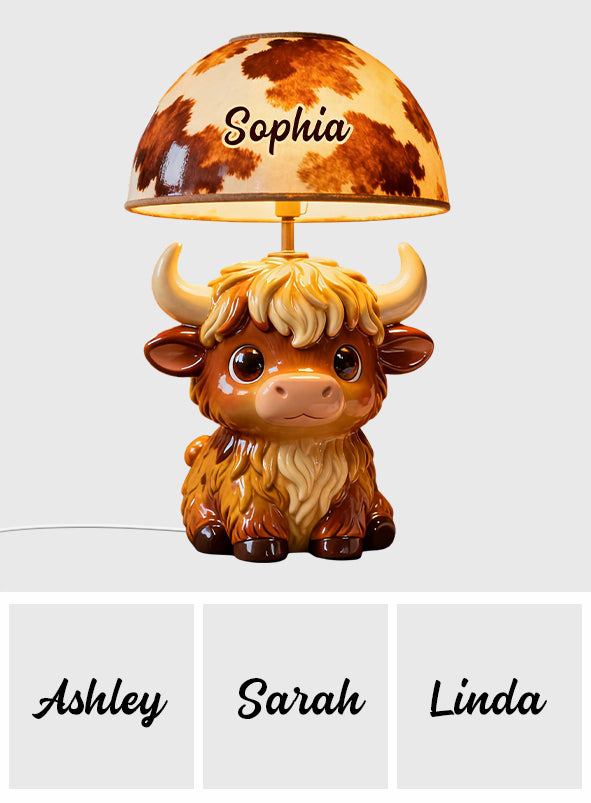 Cute Highland Cows - Personalized Highland Cow Acrylic LED Night Light