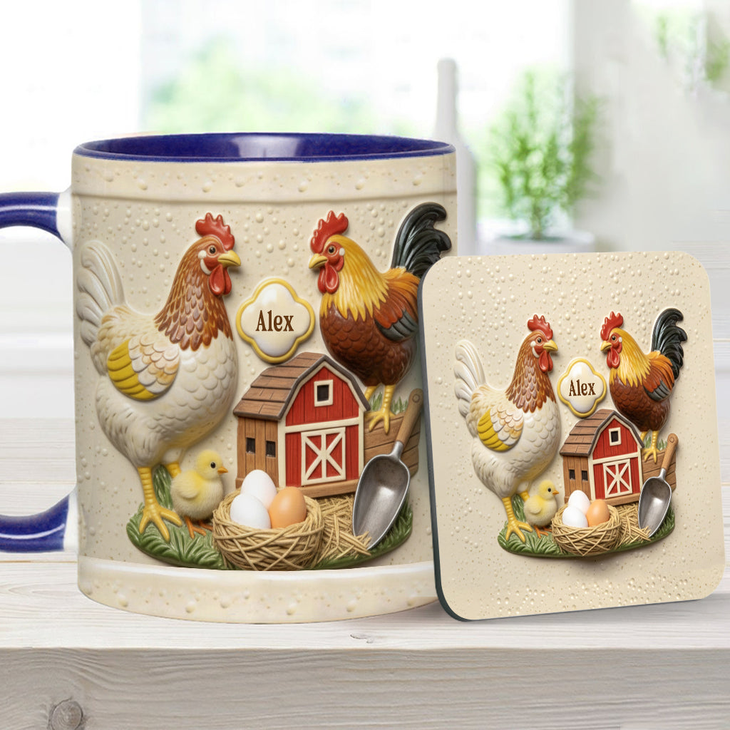 Love Chicken - Personalized Chicken Accent Mug & Coaster