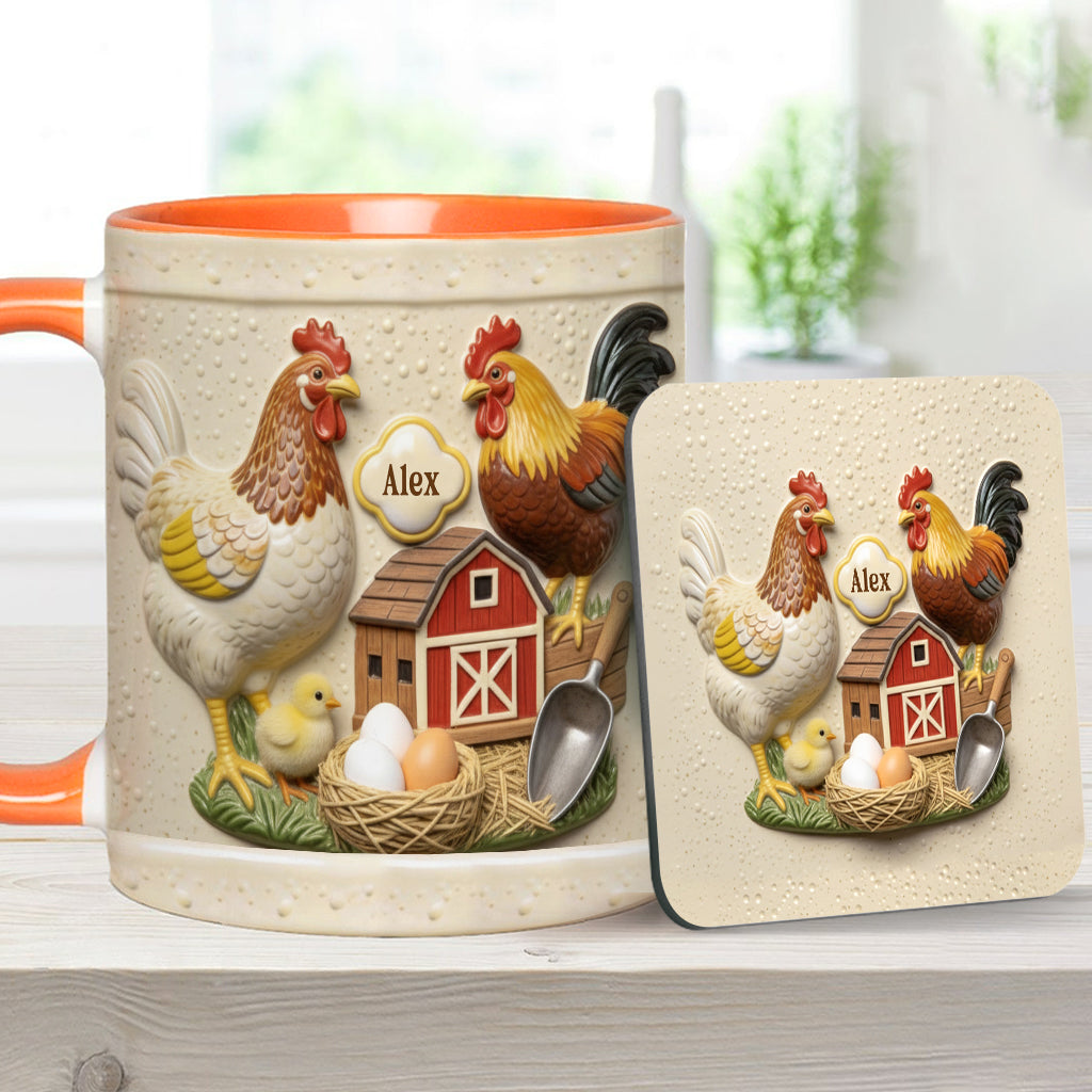 Love Chicken - Personalized Chicken Accent Mug & Coaster