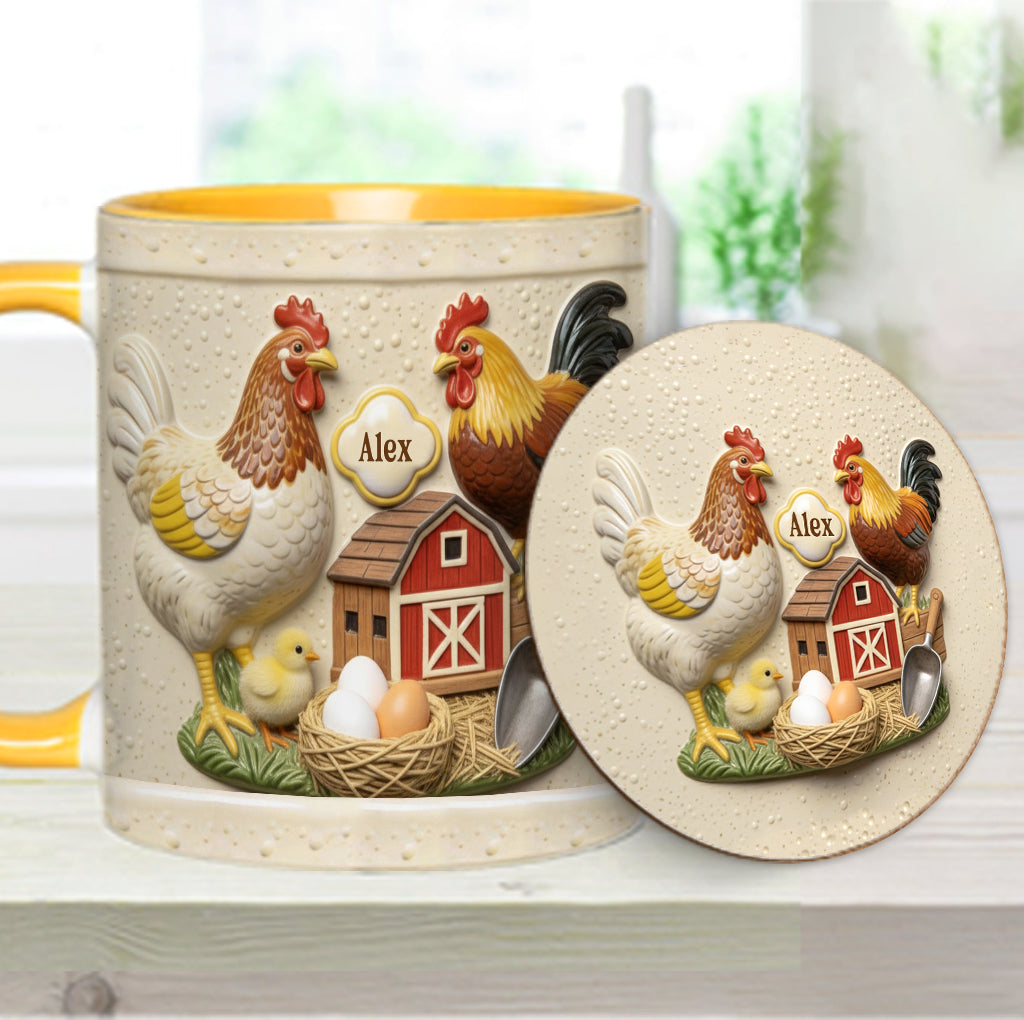 Love Chicken - Personalized Chicken Accent Mug & Coaster