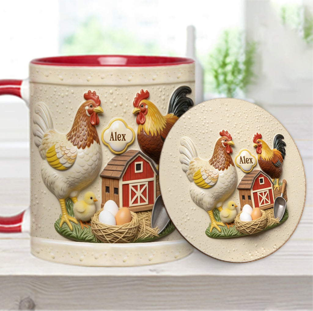 Love Chicken - Personalized Chicken Accent Mug & Coaster