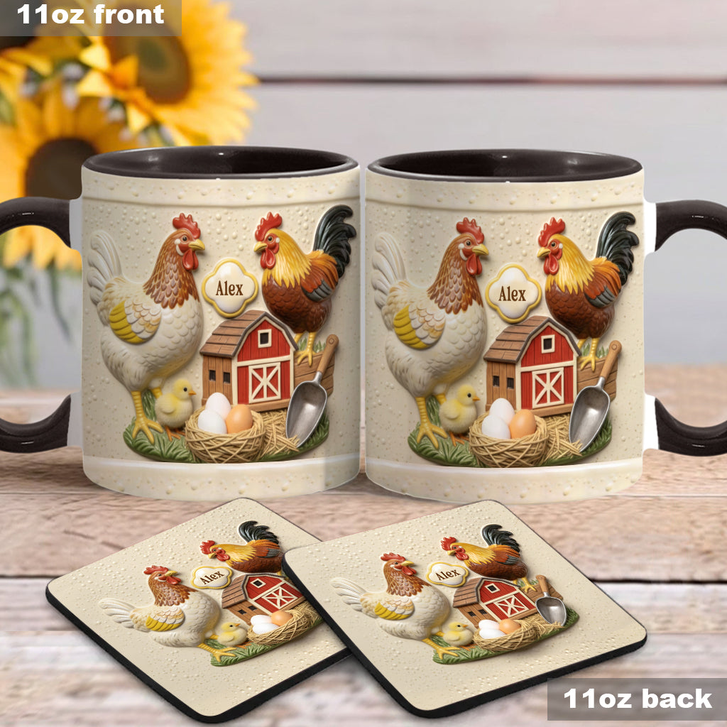 Love Chicken - Personalized Chicken Accent Mug & Coaster