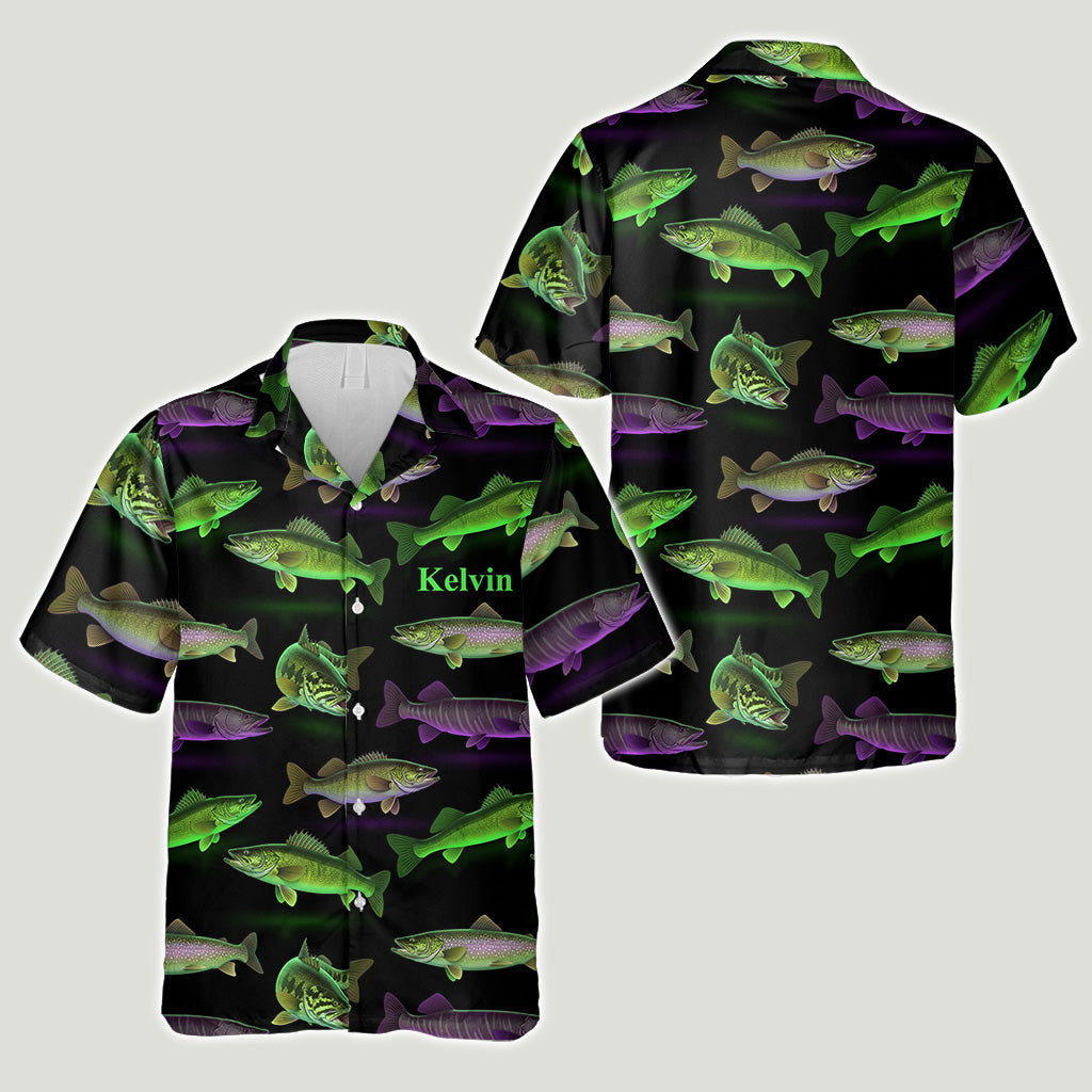 Neon Fishing Pattern - Personalized Fishing Hawaiian Shirt