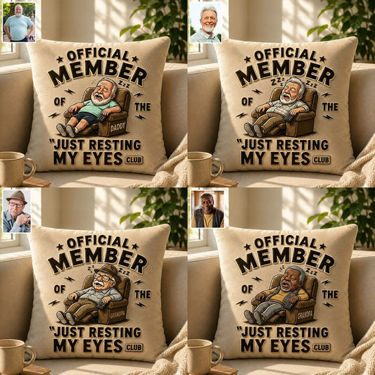 Funny Dad Grandpa Gift, Just Resting My Eyes - Personalized Grandpa Premium Faux Fur Pillow