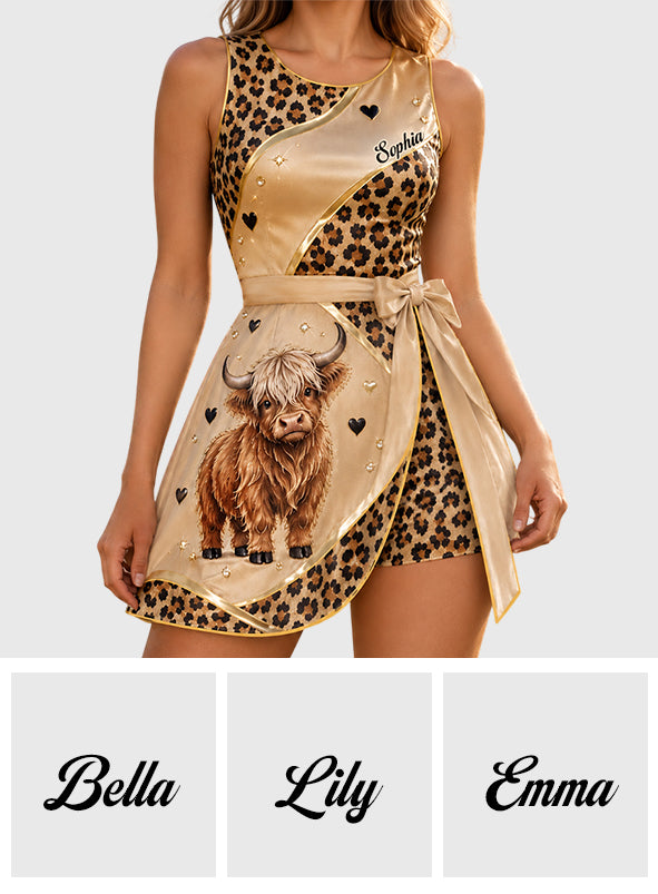 Love Highland Cow - Personalized Highland Cow Wrap Skort Dress