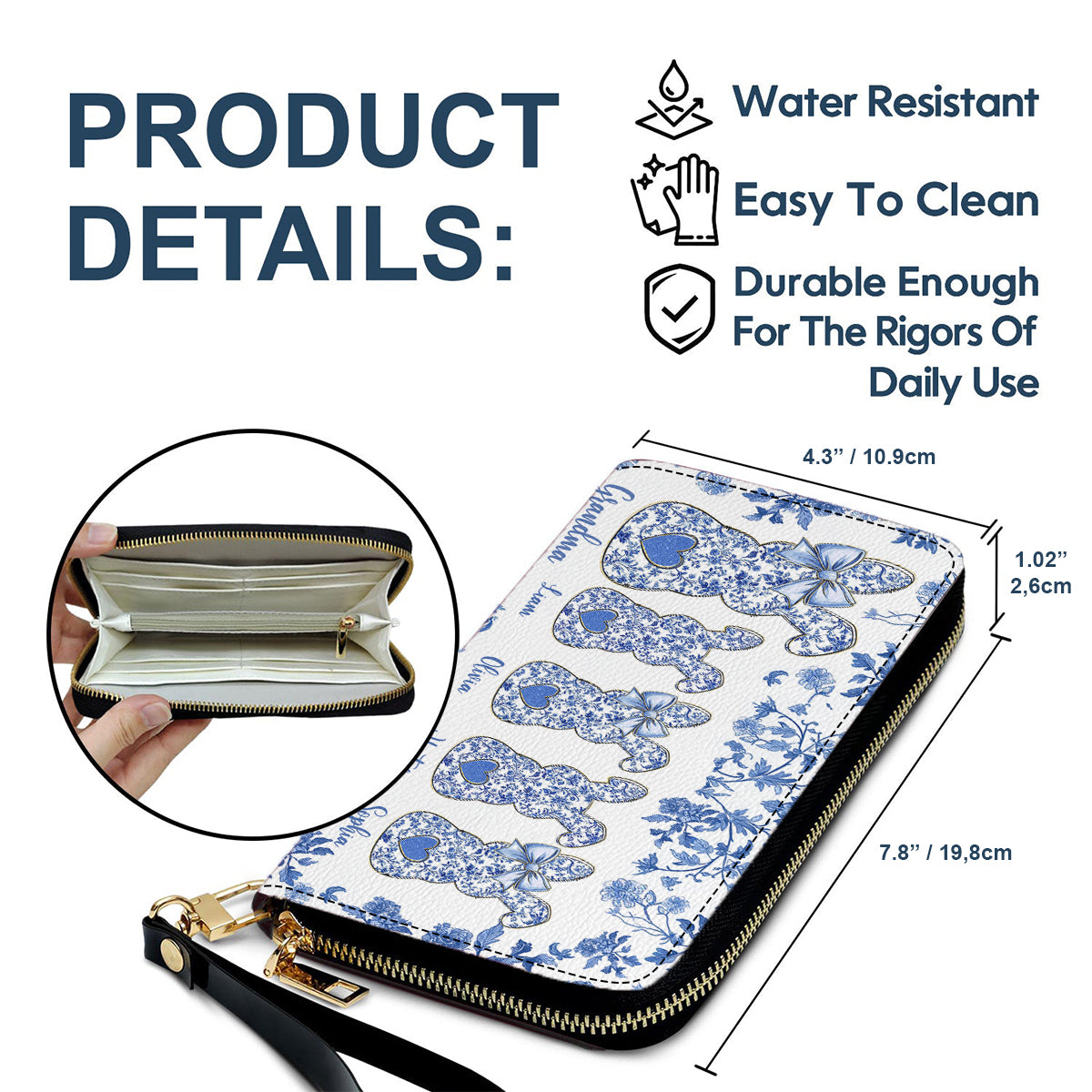 Grandma's Peeps - Personalized Grandma Leather Long Wallet