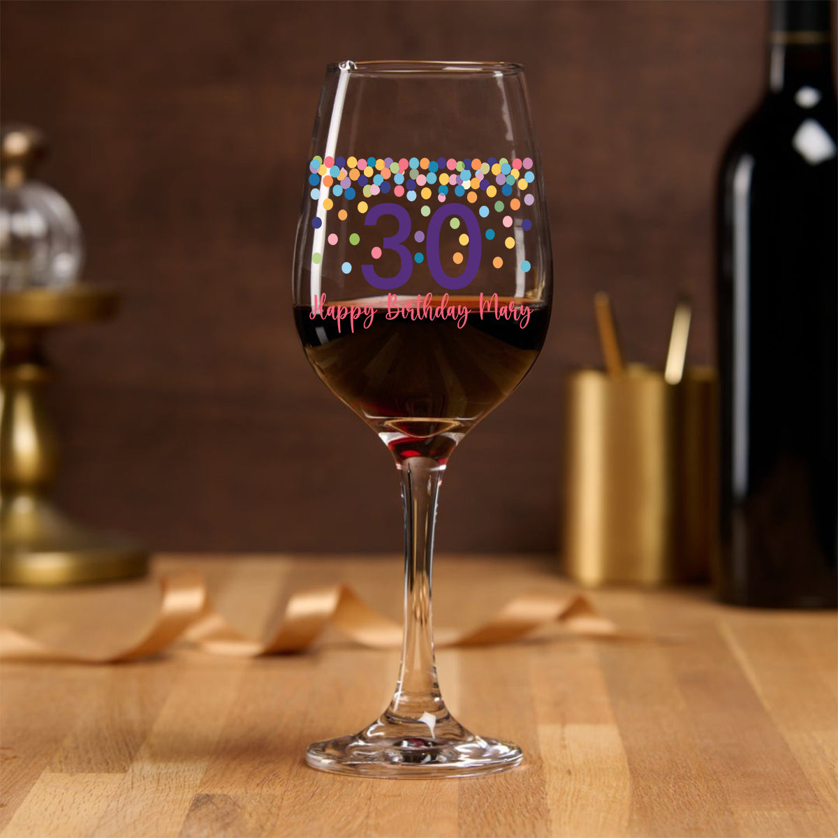 Happy Birthday - Personalized Birthday Wine Glass With Long Stem