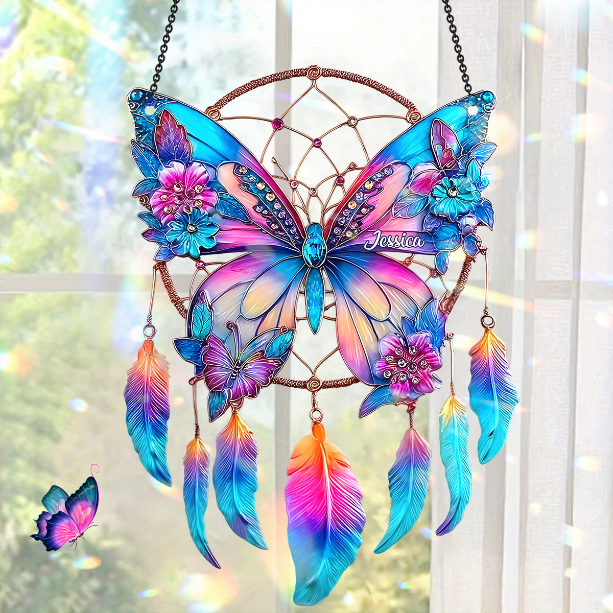 Beautiful Butterfly - Personalized Butterfly Window Hanging Suncatcher Ornament