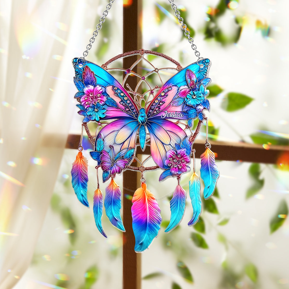 Beautiful Butterfly - Personalized Butterfly Window Hanging Suncatcher Ornament
