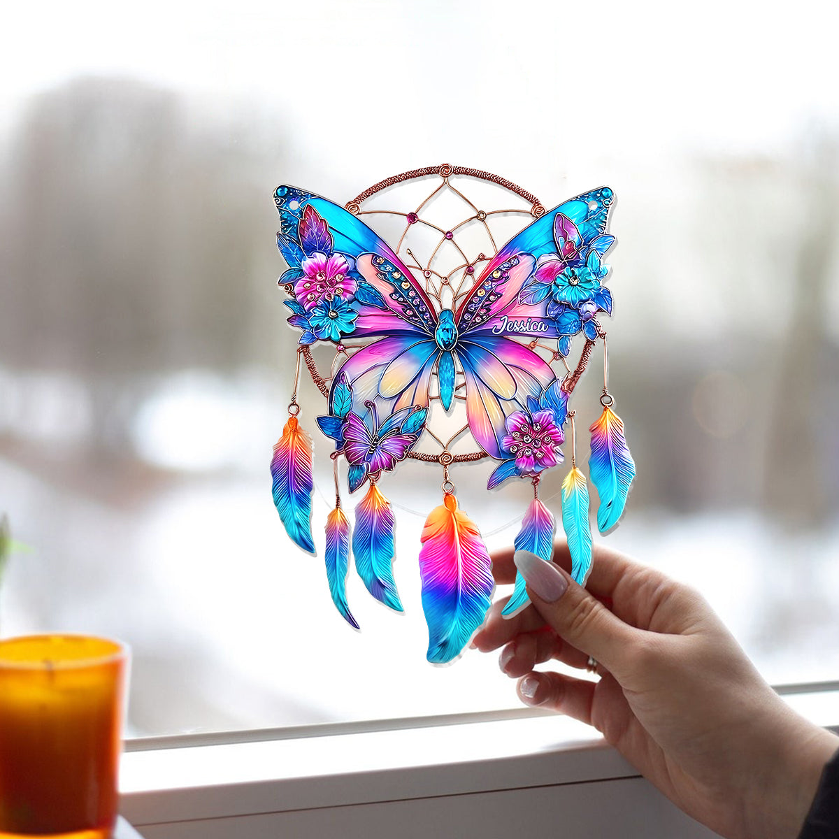 Beautiful Butterfly - Personalized Butterfly Window Hanging Suncatcher Ornament
