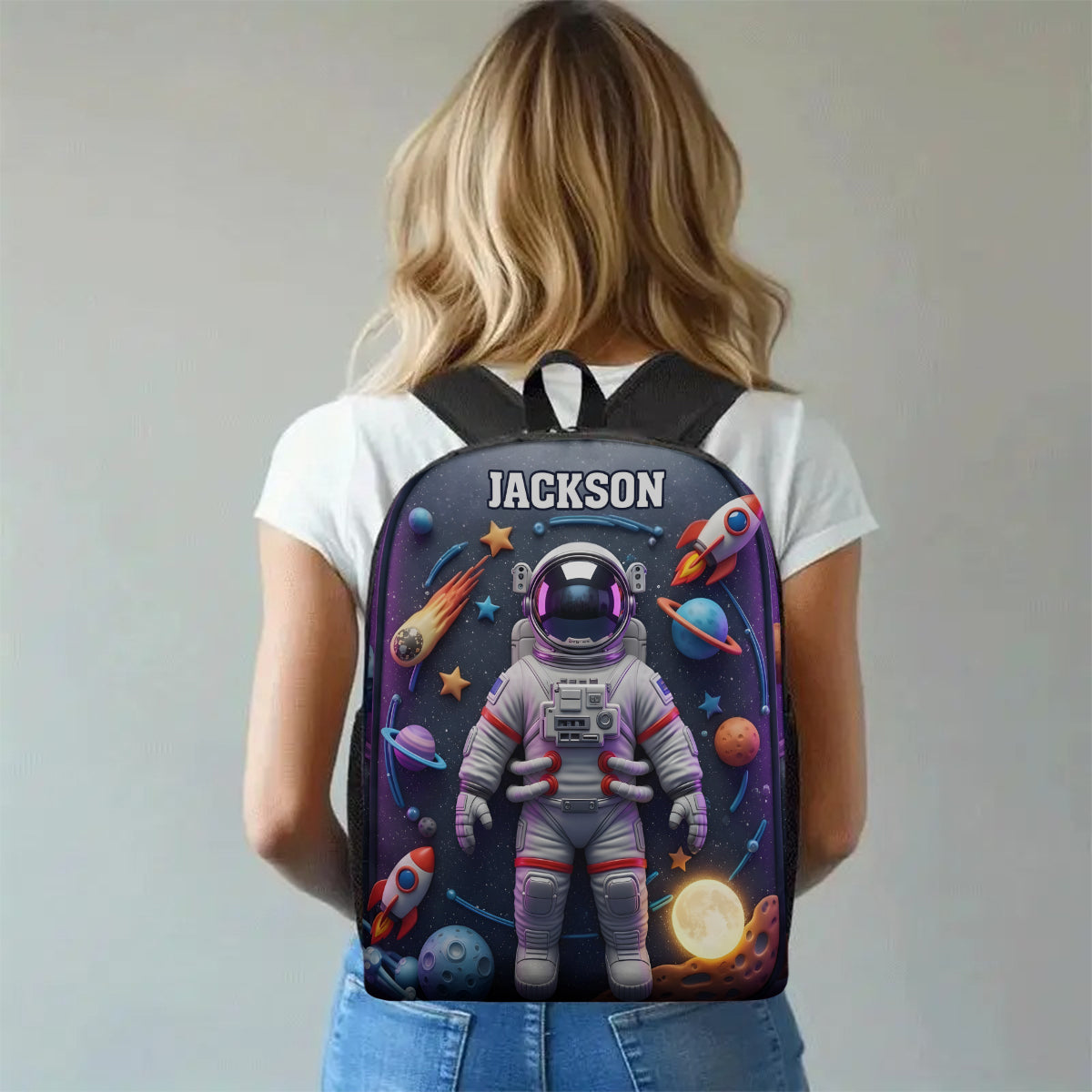 Astronaut And Space - Personalized Kid Multifunctional Backpack