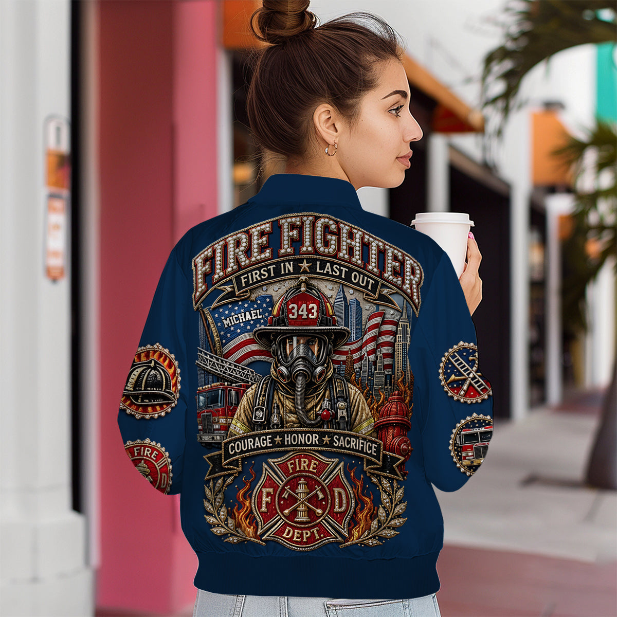 Fire Dept - Personalized Firefighter Bomber Jacket