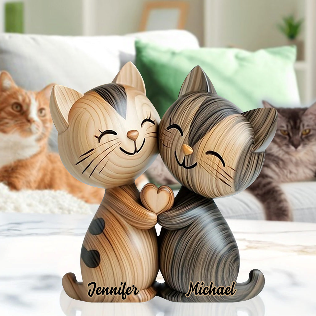 Cute Cat Couple - Personalized Cat Custom Shaped Acrylic Plaque
