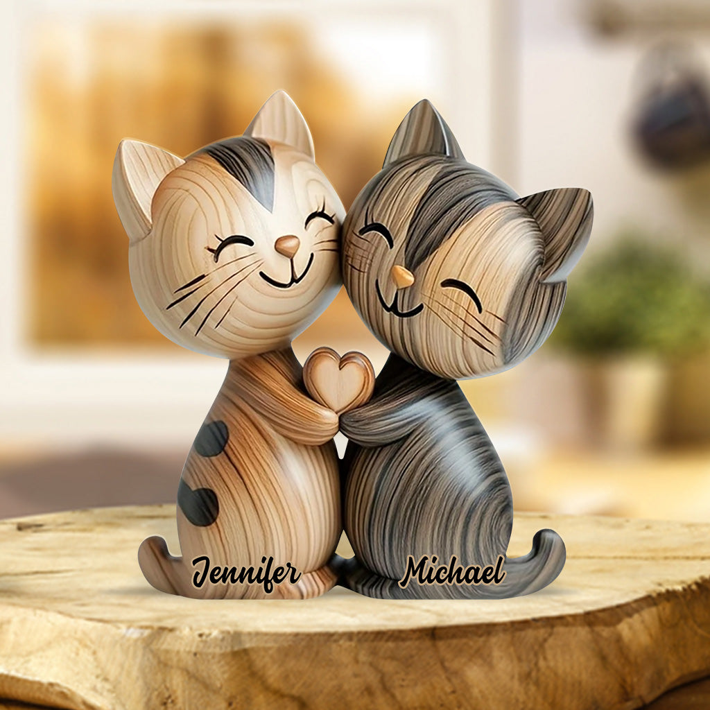 Cute Cat Couple - Personalized Cat Custom Shaped Acrylic Plaque