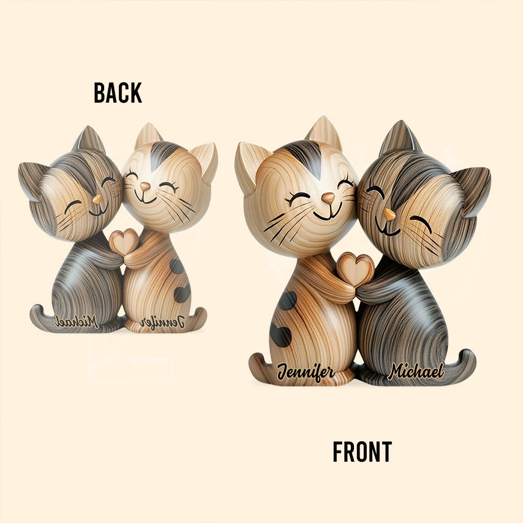 Cute Cat Couple - Personalized Cat Custom Shaped Acrylic Plaque
