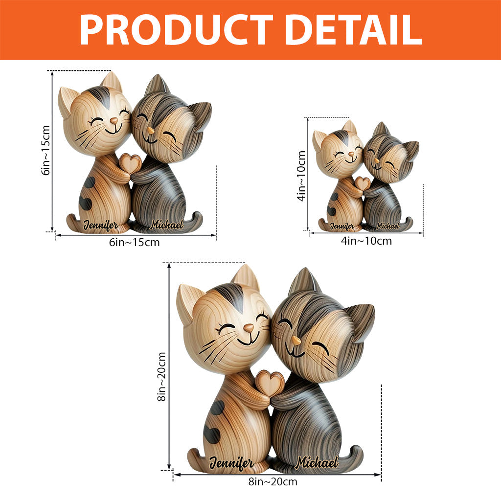 Cute Cat Couple - Personalized Cat Custom Shaped Acrylic Plaque