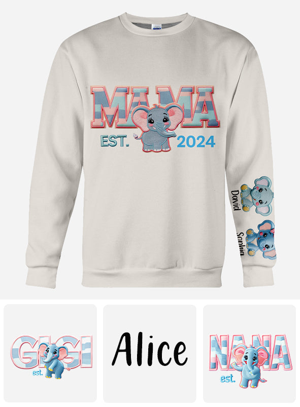 Mama Elephant - Personalized Mother All Over Shirt