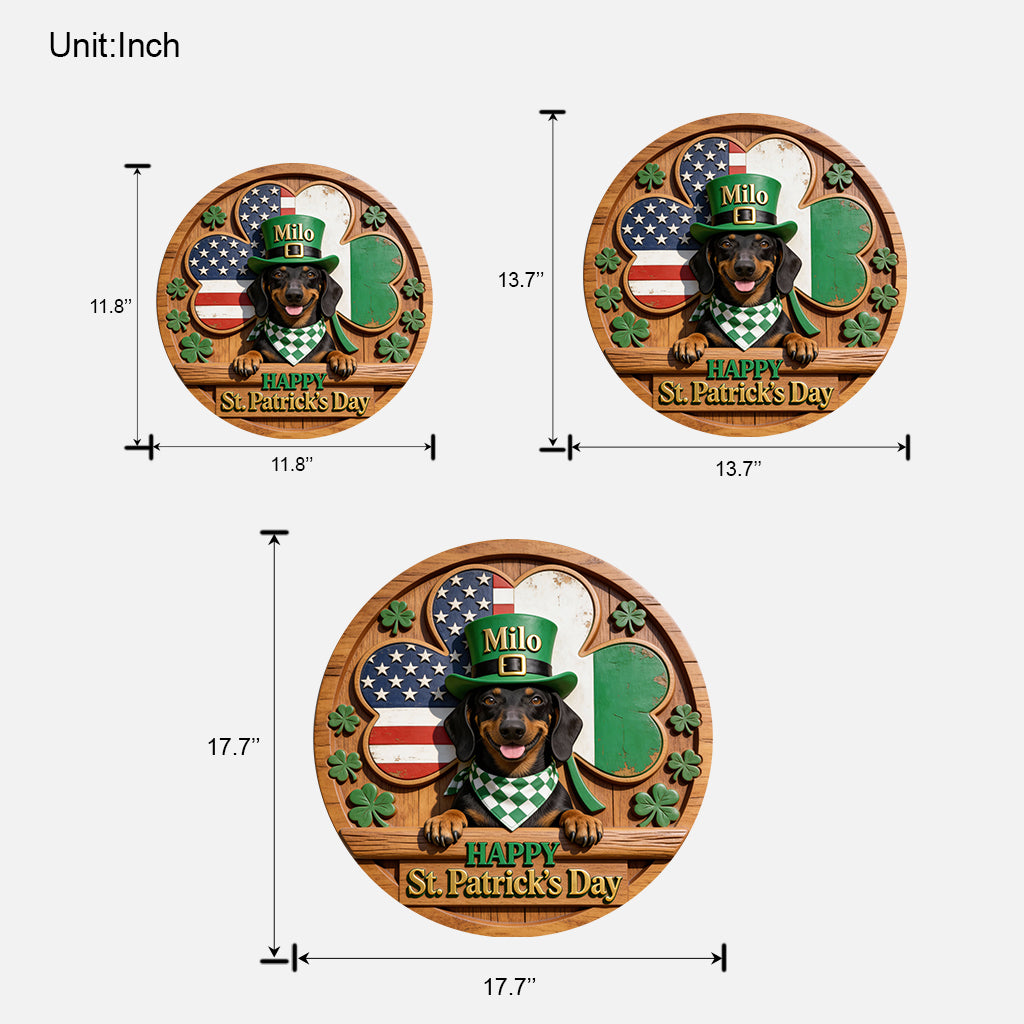 St. Patrick’s Day Dog - Personalized Dog Custom Shaped Wood Sign