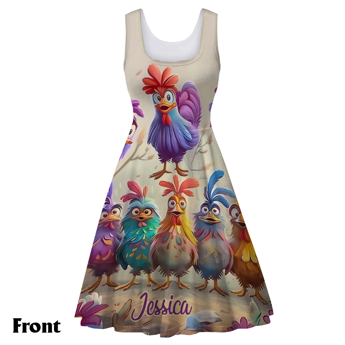 Chicken Lovers - Personalized Chicken Sleeveless Dress
