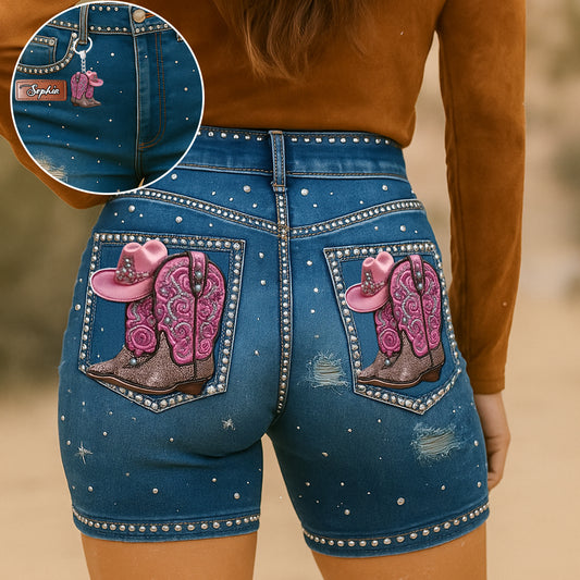 Cowgirl Era - Personalized Cowgirl High-Waisted Biker Shorts
