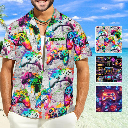 Colorful Gamer - Personalized Video Game Hawaiian Shirt